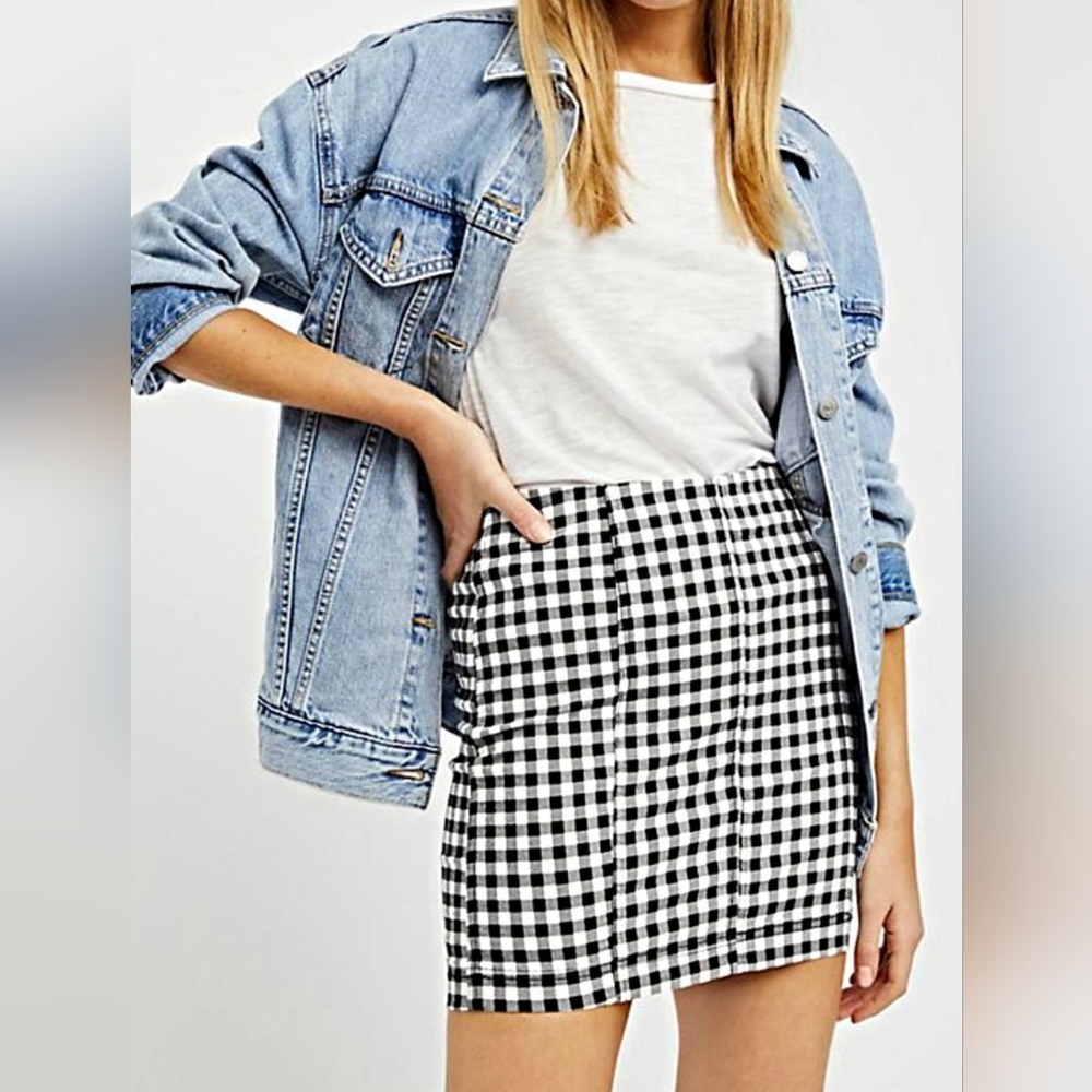 Free people gingham modern femme mini skirt